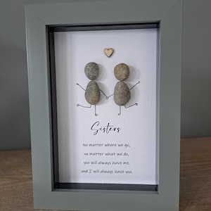 Pebble picture for Sister, Sisters keepsake, Gift for sister, Sister pebble art, family pebble art, sister quote picture, picture for sister