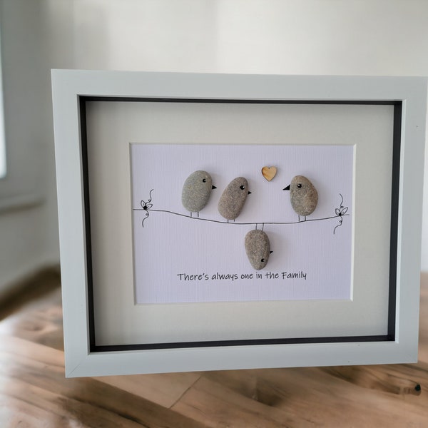 Family gift, Pebble picture, Personalised gift, Family pebble art, Birthday present idea, Unique gift