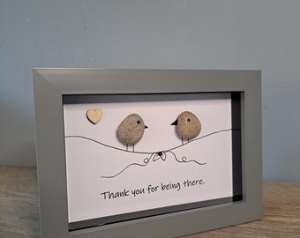 Thank you gift, handmade thank you gift, thank you present, Pebble picture, pebble frame, quote frame, handmade quote frame, gift for friend