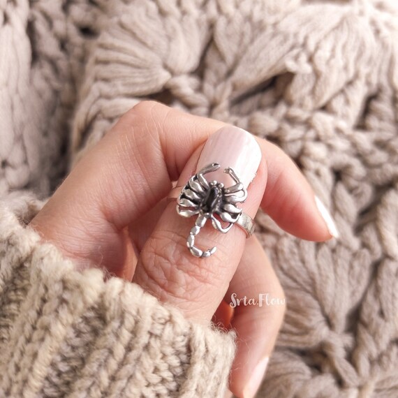 925 Sterling Silver Scorpion Ring Ring Natural Turquoise Unisex
