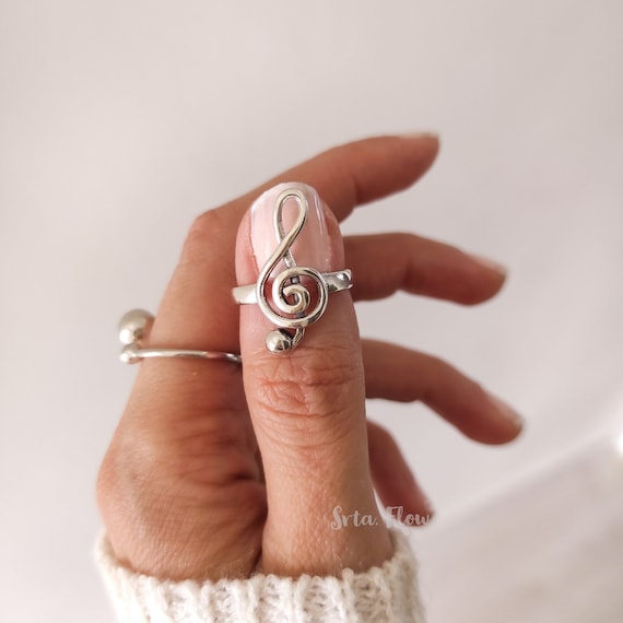 Treble Clef Music Notes Ring (Silver) – Popular J