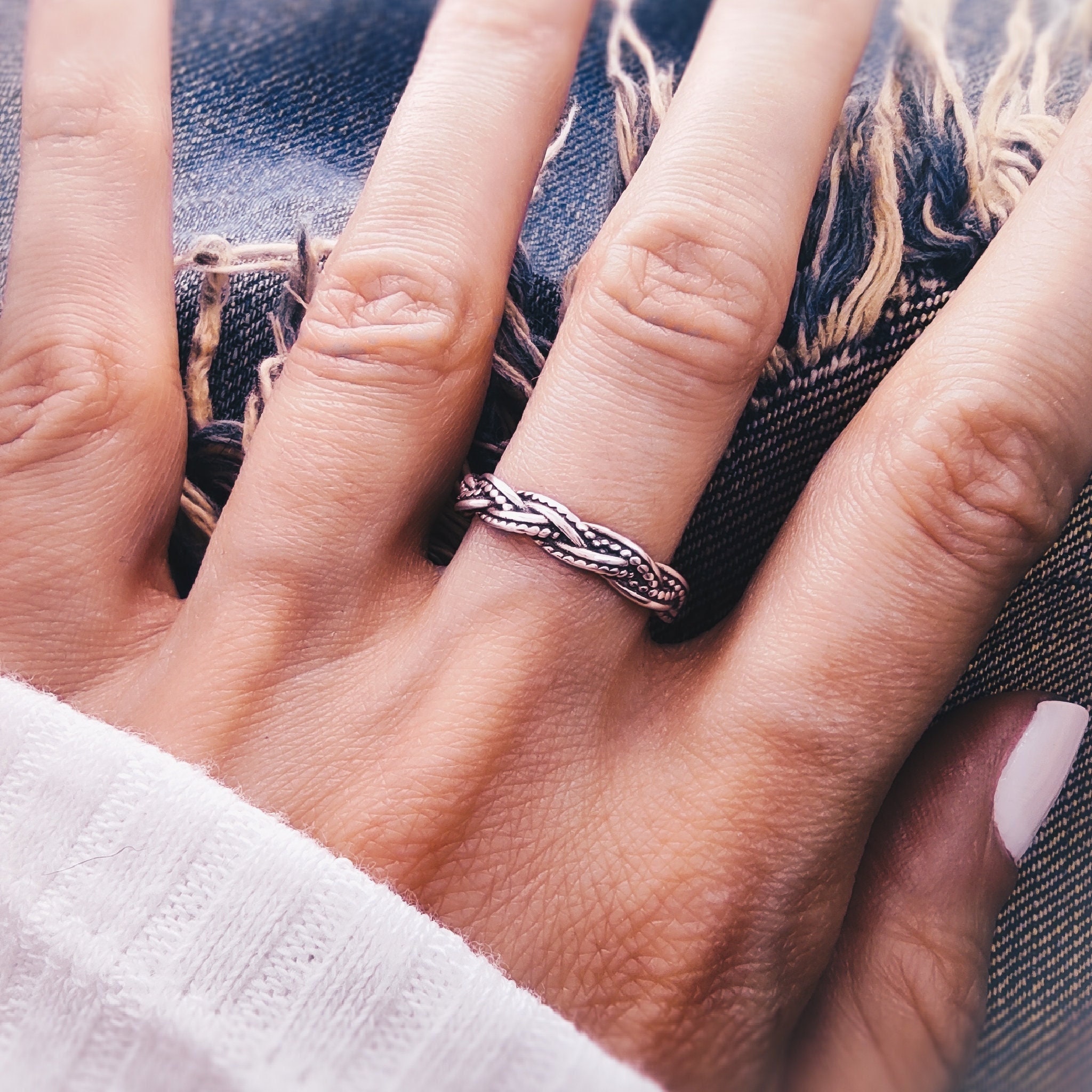 925 Silver Braided Ring Adjustable Silver Alliance 925 - Etsy