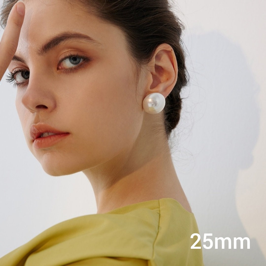 Large pearl earrings studs best sale