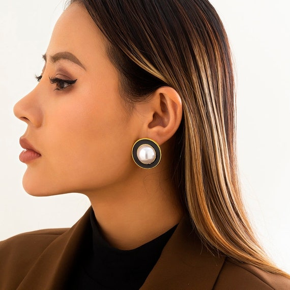 Big black stud sale earrings