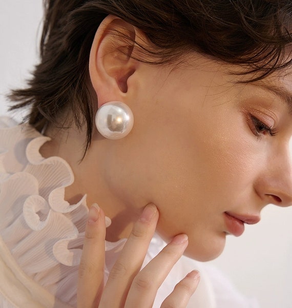 Bridesmaid Jewelry Pearl Bridesmaid Earrings - Large Pearl Earrings -  Single Pearl Bridal Earrings - Pearl Drop Earrings Wedding