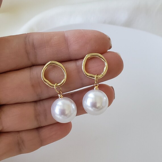 PEARL DROP Earrings Gold Pearl Earring Pearl Dangle -  Sweden
