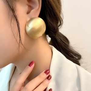 EXAGGERATED EARRINGS | Large Studs | Oversized Earrings | Big Gold Earrings | Round Stud | Statement Earrings | Trendy |Women | Light Weight