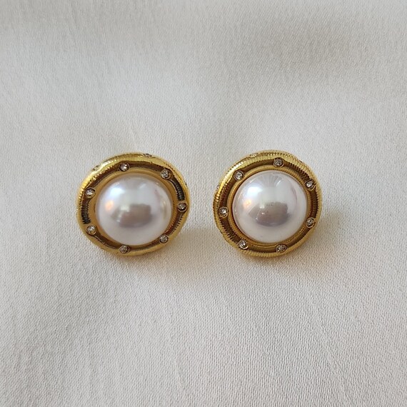 19.2k Portuguese Gold CZ and Pearl Post Earrings