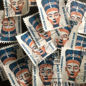 10 sellos antiguos de la reina Nefertiti de Egipto para TN, diarios, álbumes de recortes, arte con sellos y manualidades.