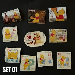 10 sellos postales japoneses de Winnie the Pooh: para TN, diario, álbum de recortes, arte con sellos, manualidades
