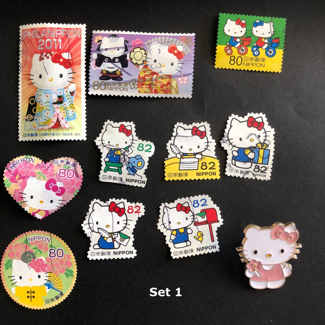 10 X Hello Kitty Postage Stamps and 1 Hello Kitty Pin/broche Etsy