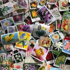 10 sellos postales con temática de flores (mixtos) para coleccionistas, arte y artesanía, regalo