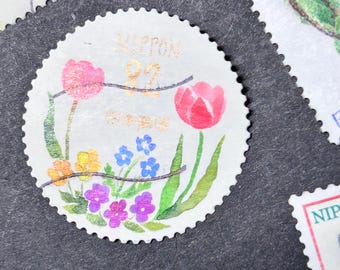11 francobolli vintage con tulipani – Arte floreale botanica via posta – Materiale effimero in stile cottagecore – Materiali per scrapbooking – Francobolli con fiori primaverili
