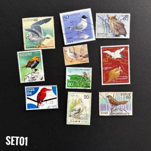 10 sellos grandes de aves japonesas - Franqueo - Para TN, revistas, arte con sellos, manualidades, coleccionismo