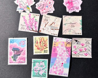 11 sellos postales vintage de sakura – Arte postal floral – Artículos efímeros de estilo cottagecore – Materiales para scrapbooking – Sellos de flores de primavera