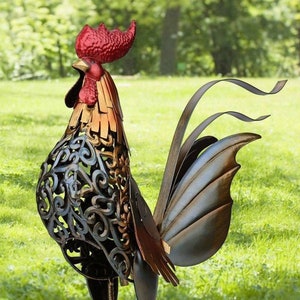 Metal Figurine Rooster Sculpture Carved Iron Home Furnishing Articles  Artwork 
