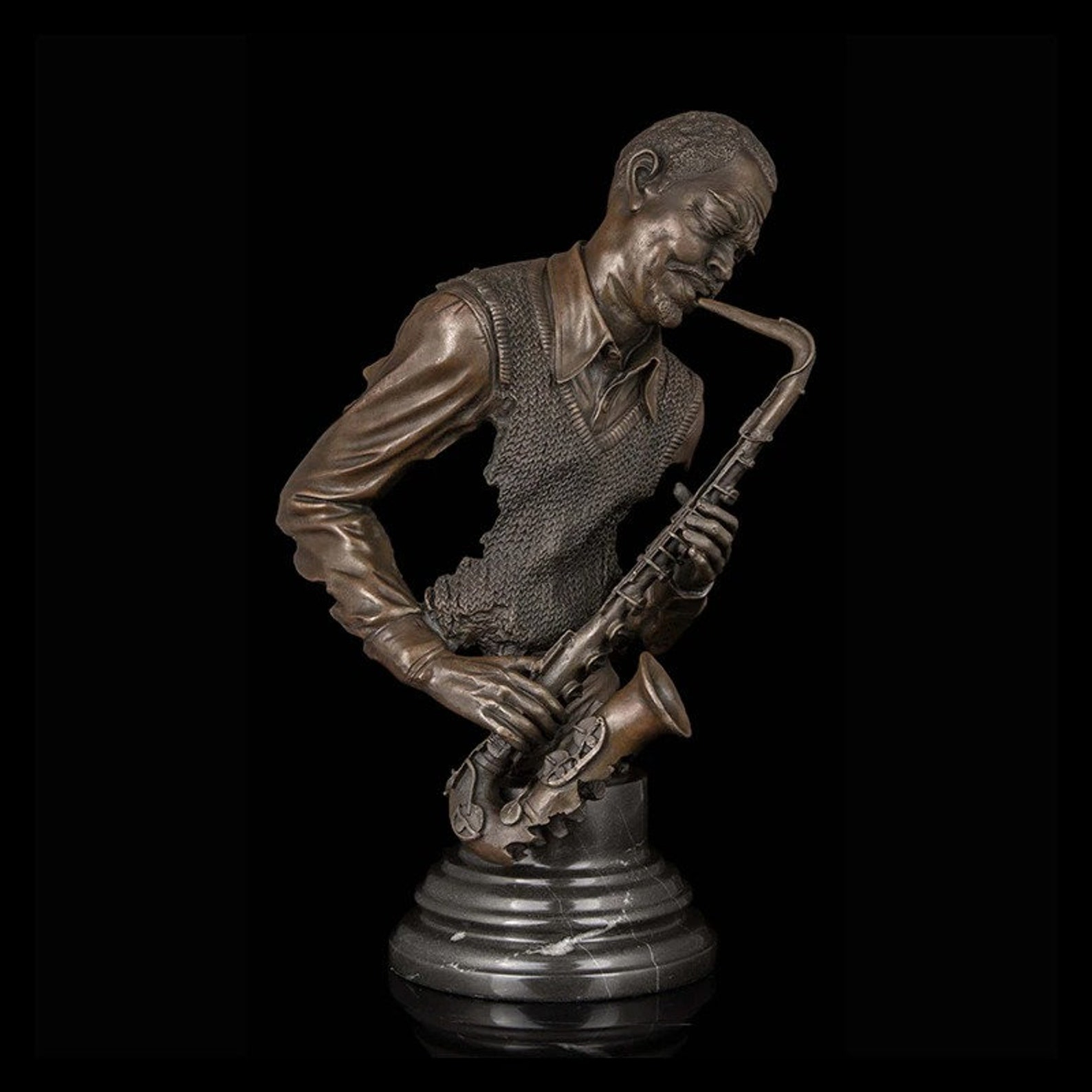 Bronze Musik Statue Skulptur Home Zubehör / Mann Paly Saxophon Etsy