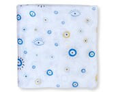 Evil Eye Baby Swaddle Blanket, Bamboo Muslin Swaddle Set Newborn, Muslin Burp Cloth Bib Receiving Blanket, Greek Baby Evil Eye of Protection