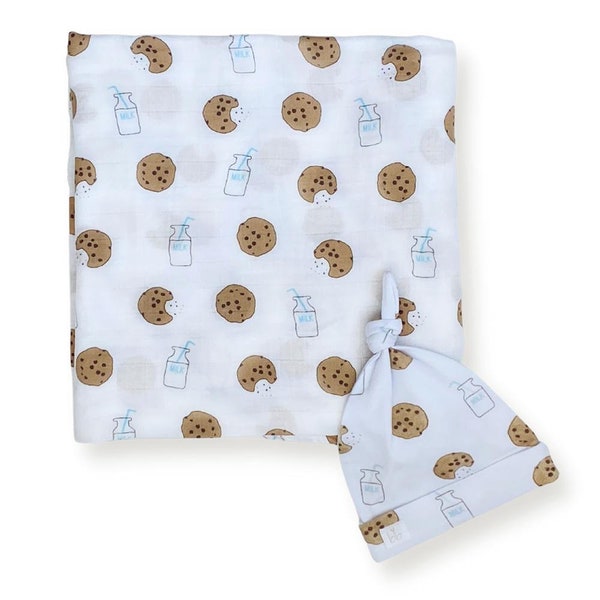 Cookie Craze, Baby Swaddle, Baby Blanket, Baby Wrap, Swaddle Blanket, Matching Beanie, Topknot, Swaddle Set, Newborn