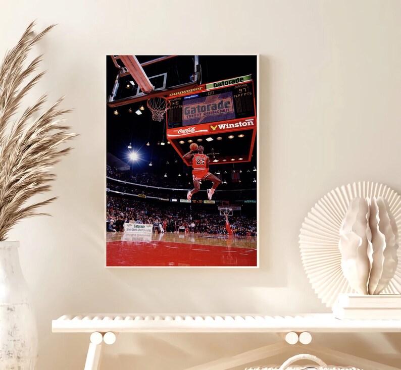 Michael Jordan Poster Michael Jordan 1988 Slam Dunk Contest Etsy