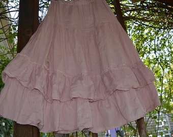 powder pink linen petticoat model Jeanne