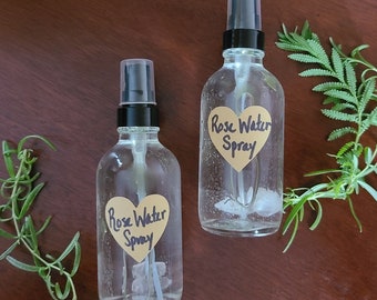 Rose Geranium Cooling Spray with a Rose Quartz Crystal (4oz)