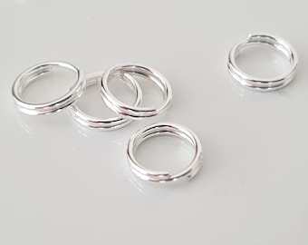 Double Layer Jump Rings | Solid 925 Sterling Silver Findings | 6mm Open Double Jump Split Rings | Fine Silver Findings for Jewellery Making