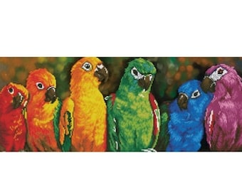DIAMOND DOTZ "Rainbow Parrots" 5D Diamond Painting Kit, Colourful Birds, Diamond Art, Parrots, Rainbow