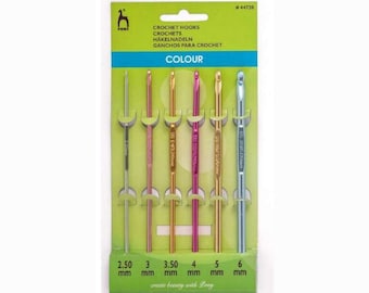 Crochet Hook Set, 6 Piece Set Crochet Hook, PONY Crochet Hook Set, Crochet, Crochet Needle, Anodised Crochet Hook, Coloured Crochet Hooks