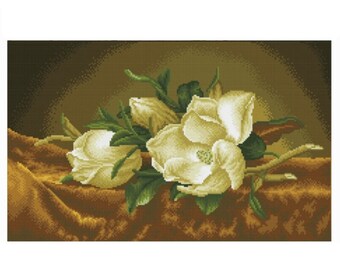 Magnolias, Magnolias on Gold Velvet, Full Drill Kit, Diamond Painting, DIAMOND DOTZ, Flowers, Diamond Art Kit, Diamond Embroidery