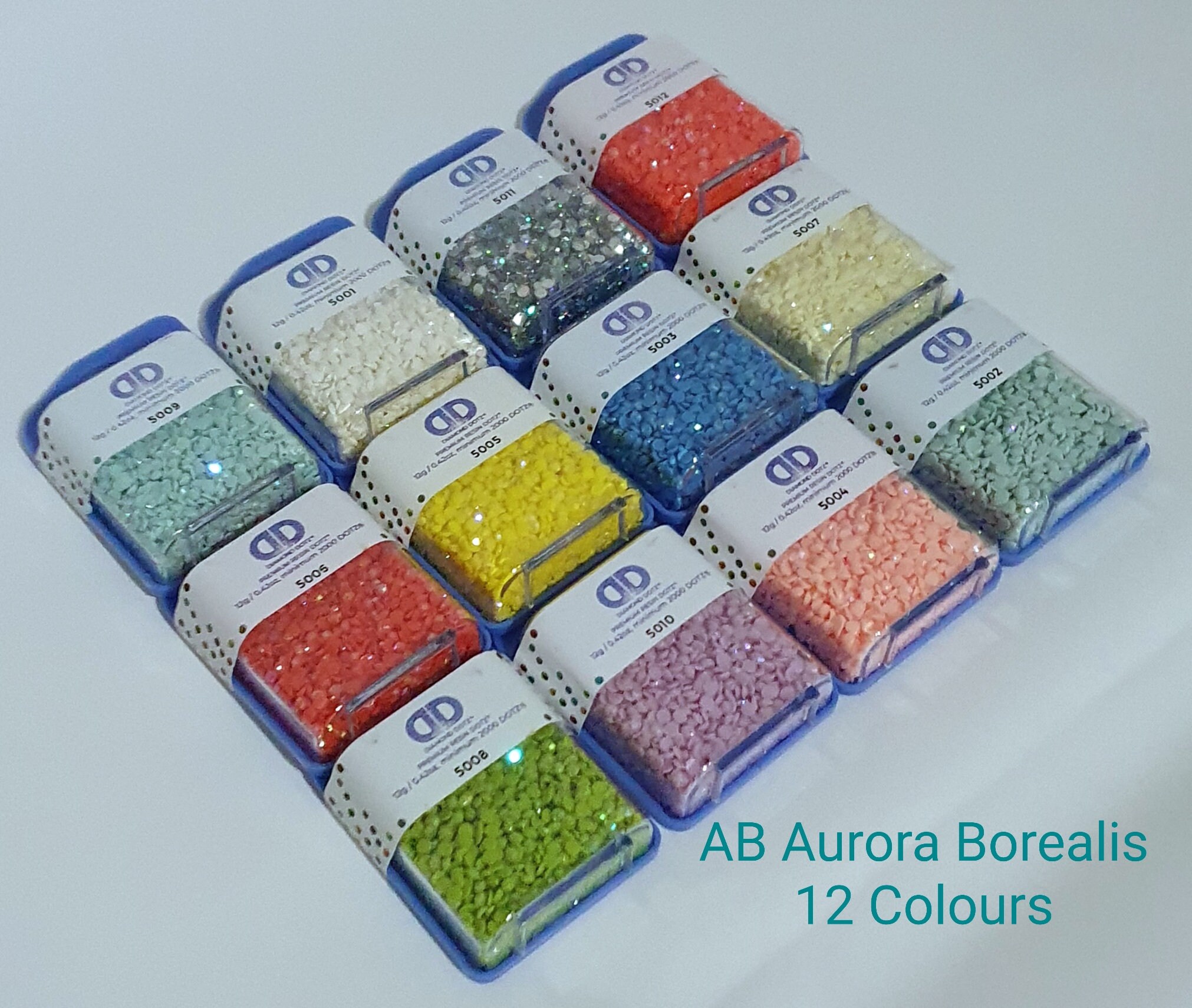 DIAMOND DOTZ AB Aurora Borealis, 2000pc Drills, All 12 Colours