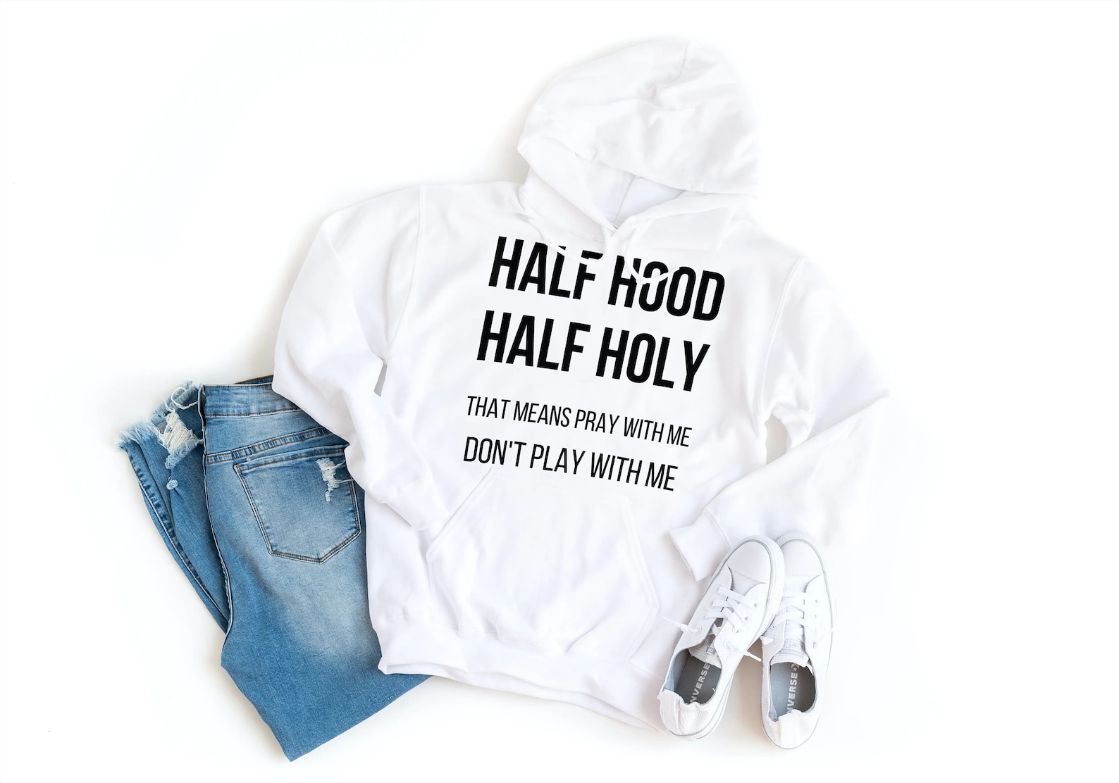 Half hood half holy Hoodie sweatshirt Gift for Her Funny Etsy