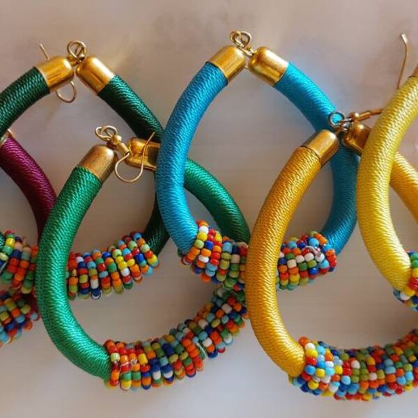 Zulu Earrings. African Beaded long and round colorful earrings for girls and women perfect gift for lover, friends and family..