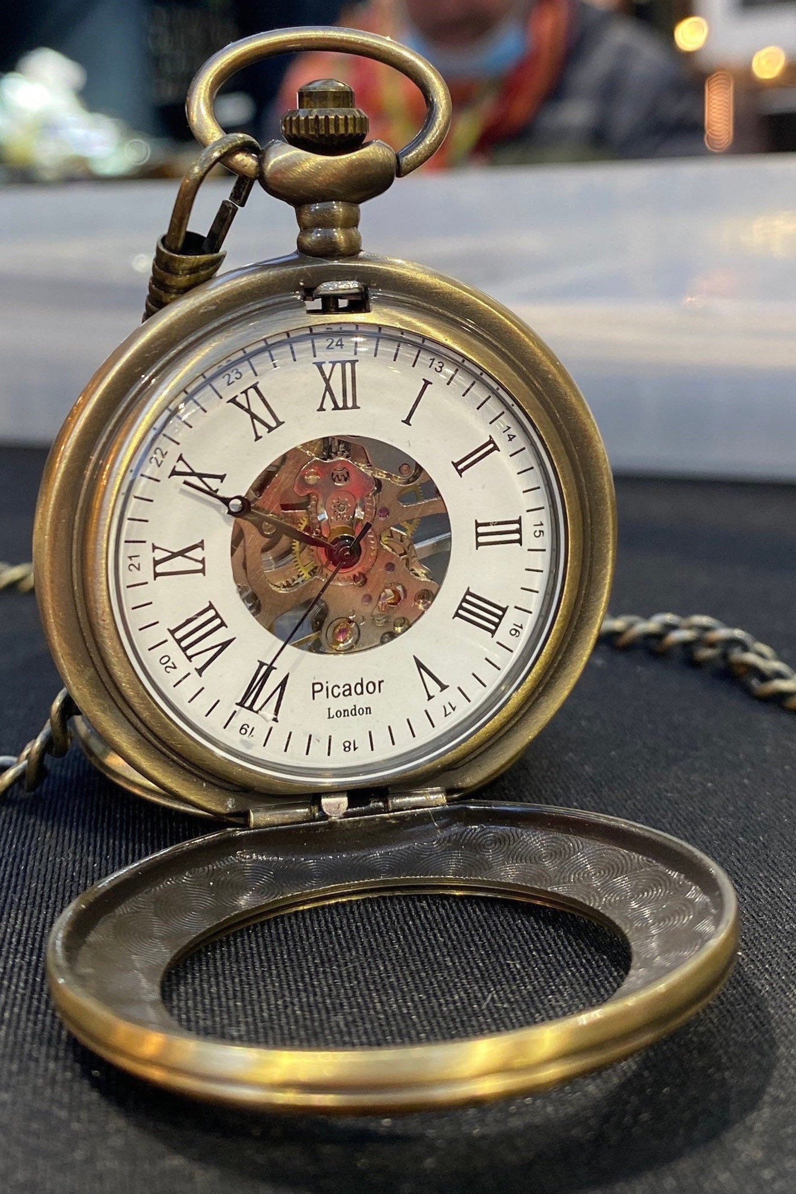 Vintage Mechanical Skeleton Pocket Watch Engraved Royal Etsy