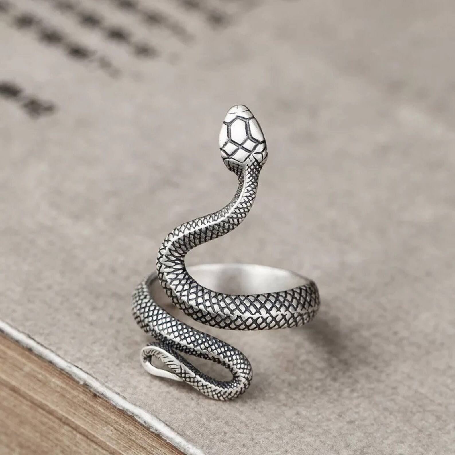 Silver Snake Rings for Women Adjustable Size Wedding Etsy
