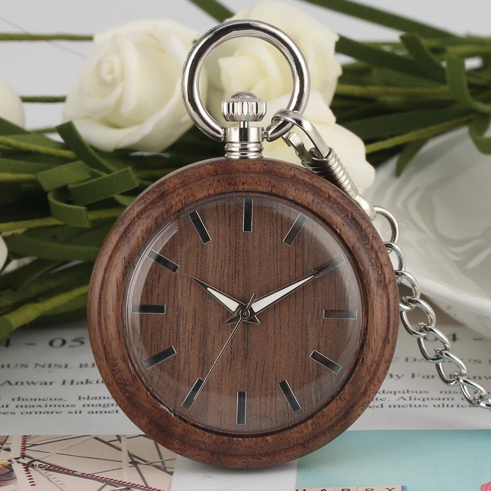 Vintage Wooden Pocket Watches Natural Wood Pocket Watch With Etsy