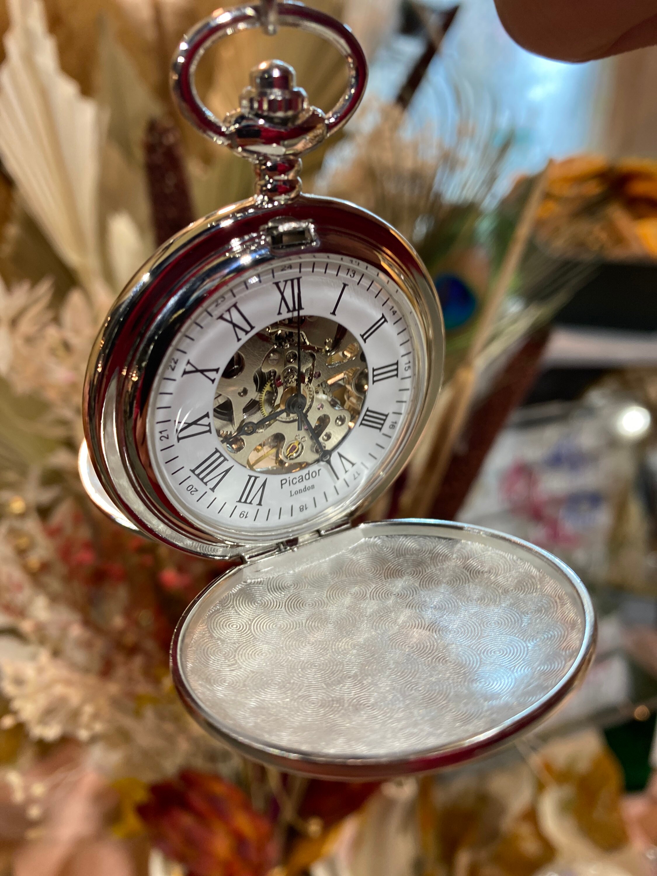 Vintage Mechanical Skeleton Pocket Watch Plain Royal Silver Etsy
