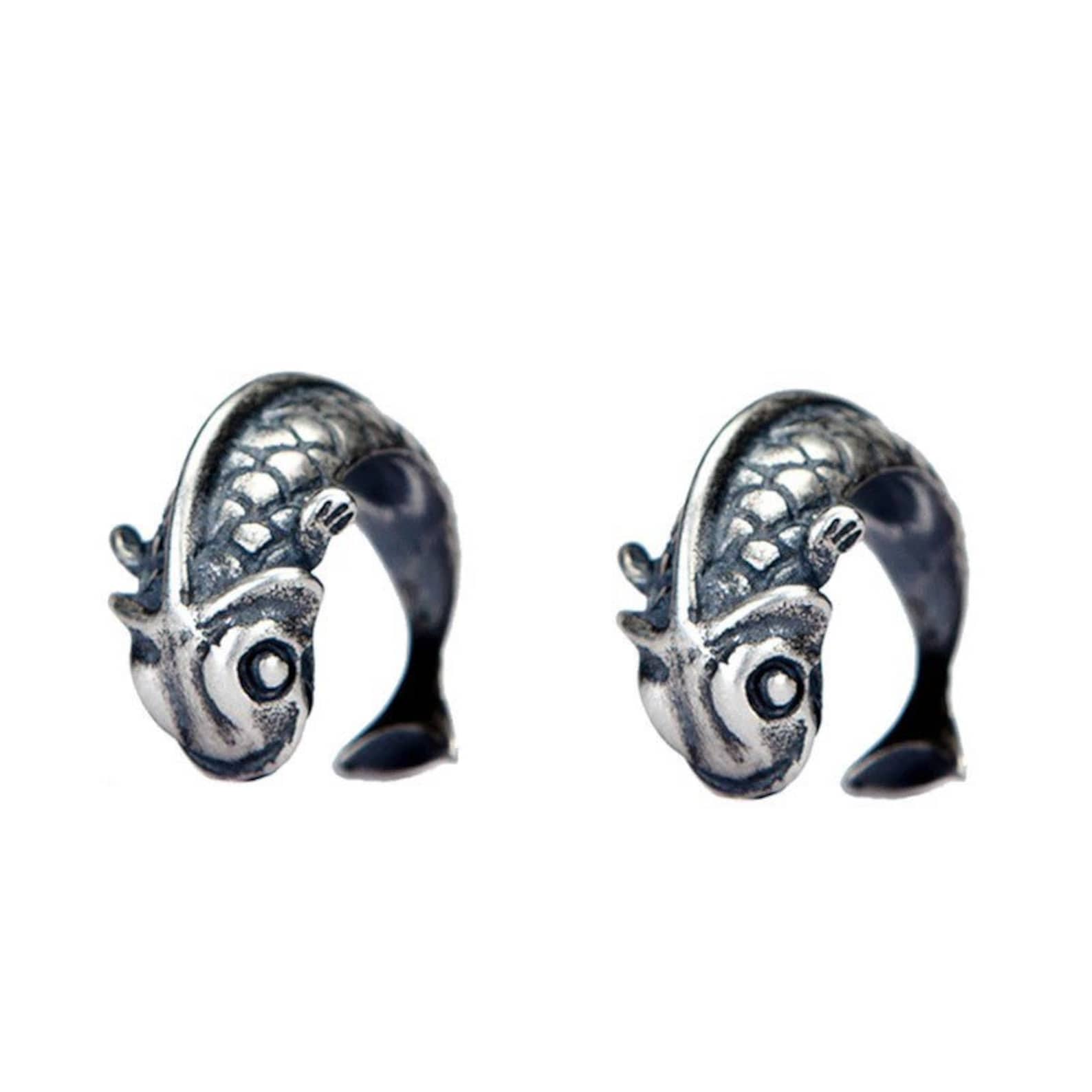 Fish Stud Earrings 925 Sterling Silver Spring Koi Ear Studs Etsy UK