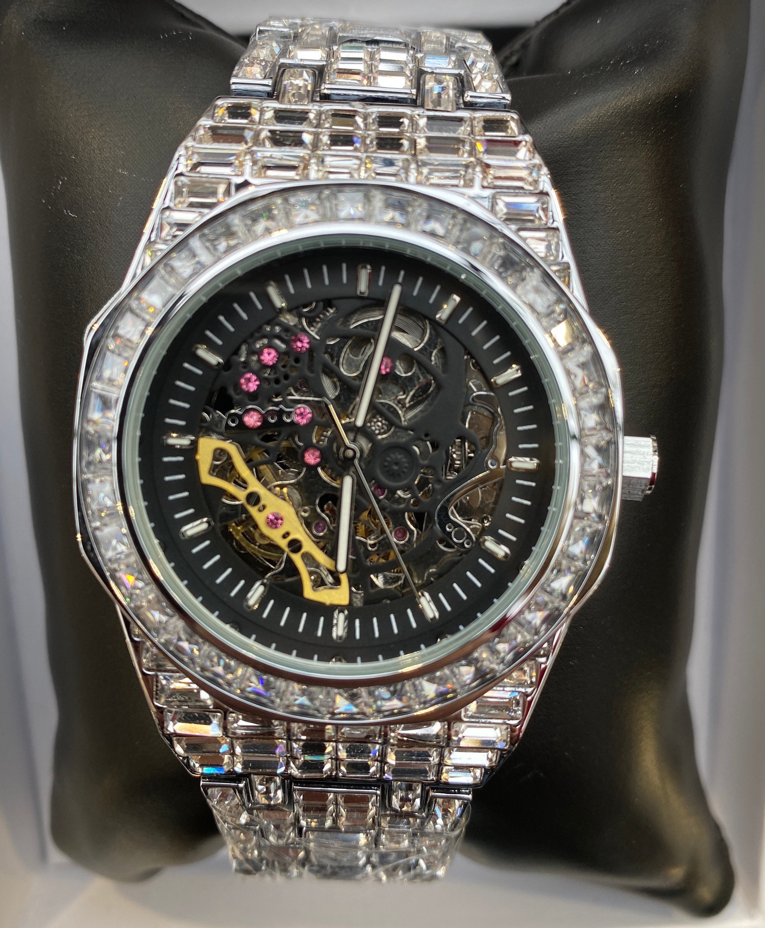 Iced Out Dimond Unisex Bling Watch Bust Down Watch Crystal Etsy