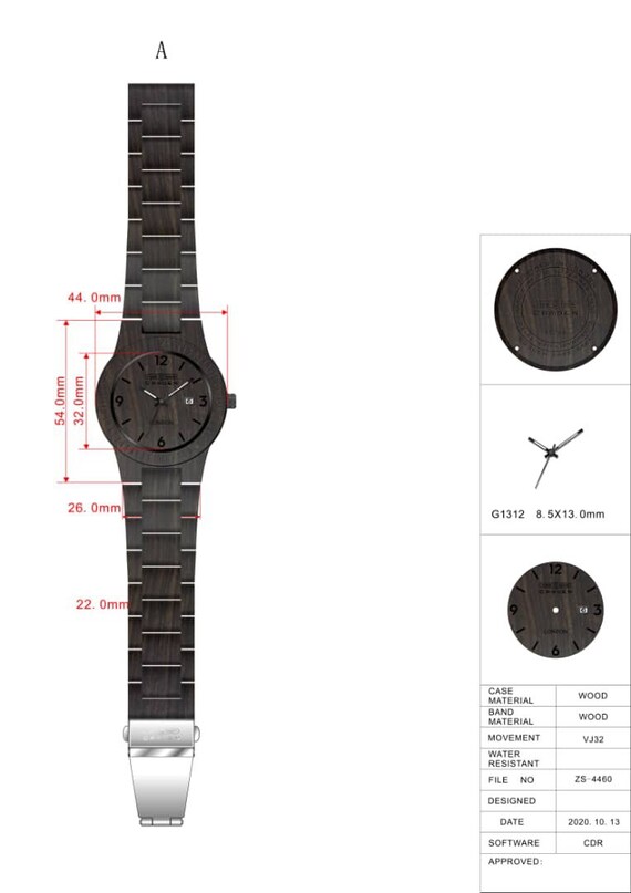 ebony engraved watch