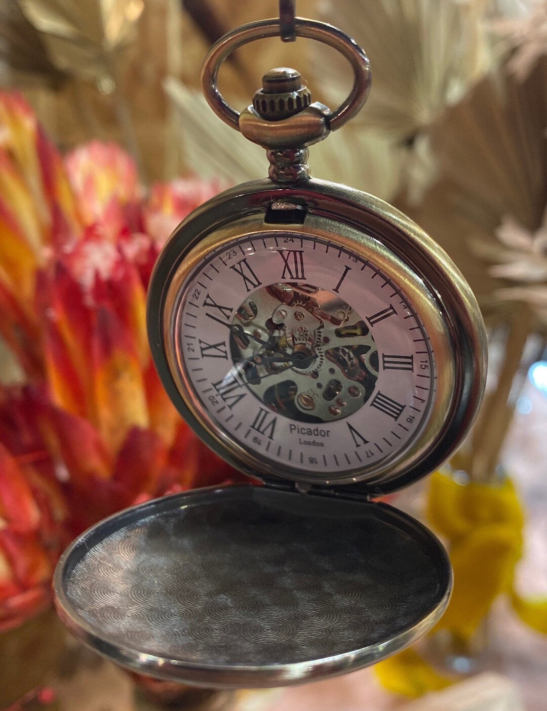 Vintage Mechanical Skeleton Pocket Watch Plain Royal Bronze Etsy