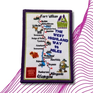 WHW West Highland Way Iron On Sew On Patch Route Map Fort William To Milngavie