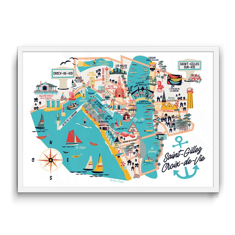 Affiche - Carte Ville Saint-Gilles-Croix-De-Vie