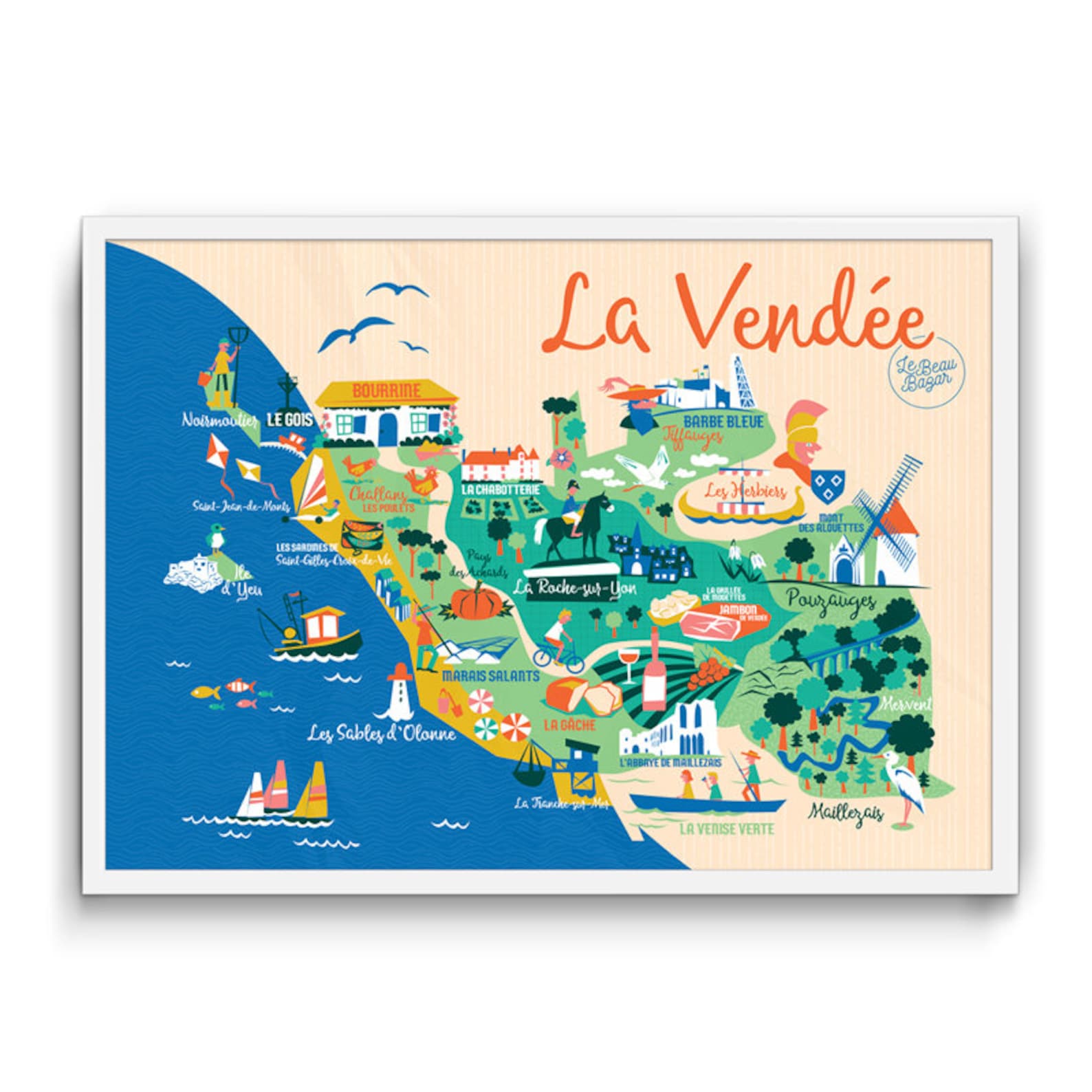 Poster Map Map of the Vendée Etsy