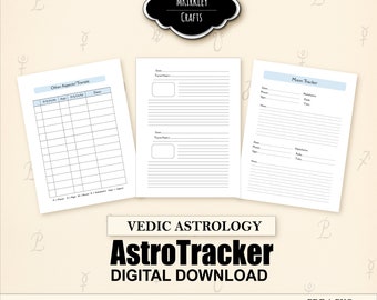 Vedic Astrology AstroTracker Journal, Printable Digital Bundle, Beginners and Newly Intermediate Students, A4, A5, US Letter