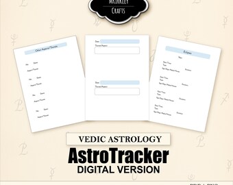 Vedic Astrology Digital AstroTracker Journal, Beginners and Newly Intermediate Students, A4, A5, US Letter, astrology tracker