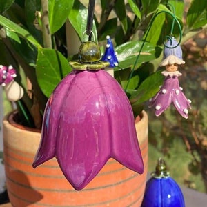 Ceramic bellflower - handmade ceramic flower for gift, creative decoration for garden and home - incl. with the stem