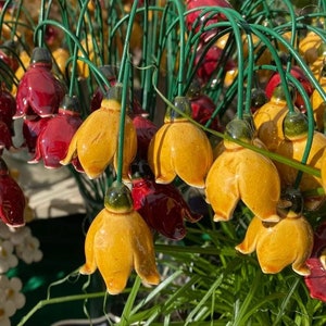 Märzenbecher Keramik Blumen mit festen Stiel für Geschenk, Kreativ Dekoration für Garten und wohnung Bild 2