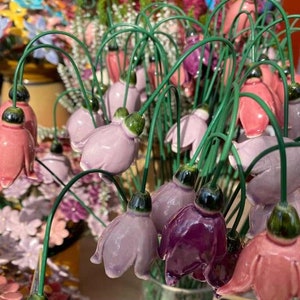 Märzenbecher Keramik Blumen mit festen Stiel für Geschenk, Kreativ Dekoration für Garten und wohnung Bild 4