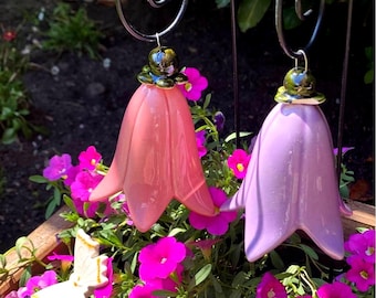 Ceramic bellflower - handmade ceramic flower for gift, creative decoration for garden and home - including stem